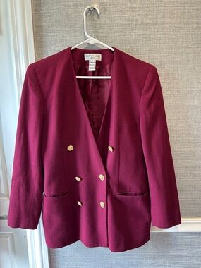 Saville Double-Breasted Burgundy Blazer with Gold Buttons